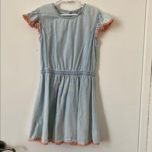 Kids Blue Dress with Orange Trim